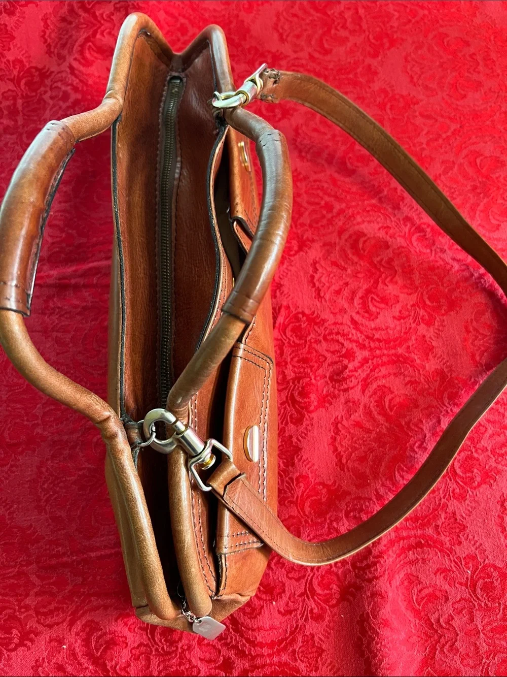 Tenderly Firenze Brown Leather Shoulder Bag Handbag Satchel Vintage Style